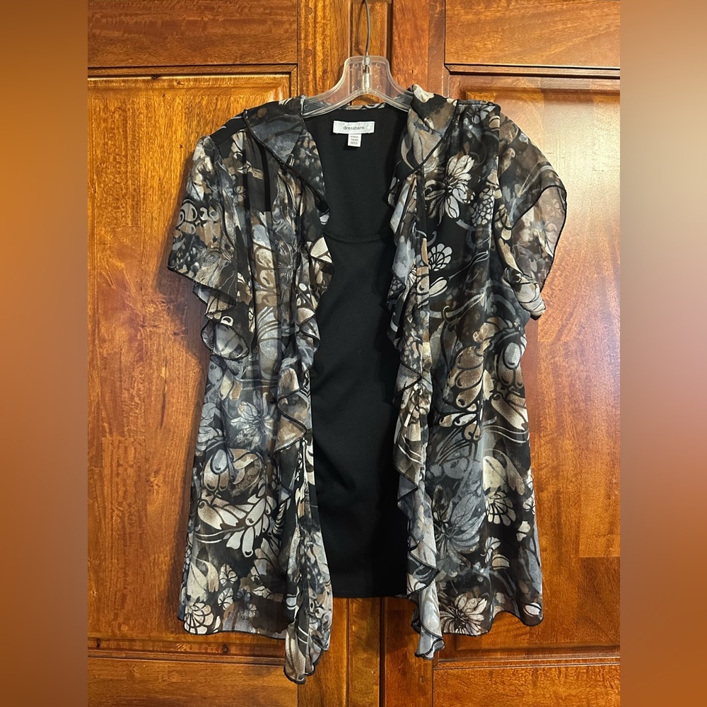 Dressbarn Patterned Cardigan & Tank Top